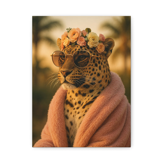 Canvas Print, Leopard Artwork, Whimsical Wall Decor, Home Decor Gift, Animal Lover Gift, Floral Leopard Painting, 1 25 inch Canvas Print