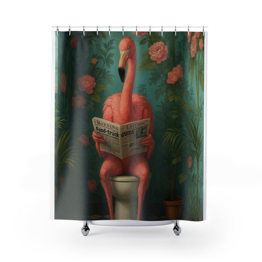 Whimsical Flamingo Shower Curtains with Vibrant Floral Design for Bathroom Decor, Fun Gift for Bird Lovers, Unique Home Accessory