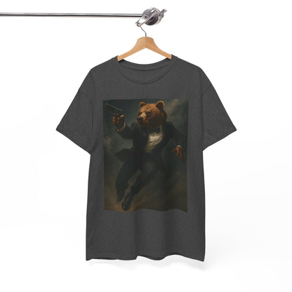 Spy Bear Graphic Tee, Unisex Heavy Cotton Shirt, Cool Casual Wear, Unique Gift for Animal Lovers, Perfect for Parties