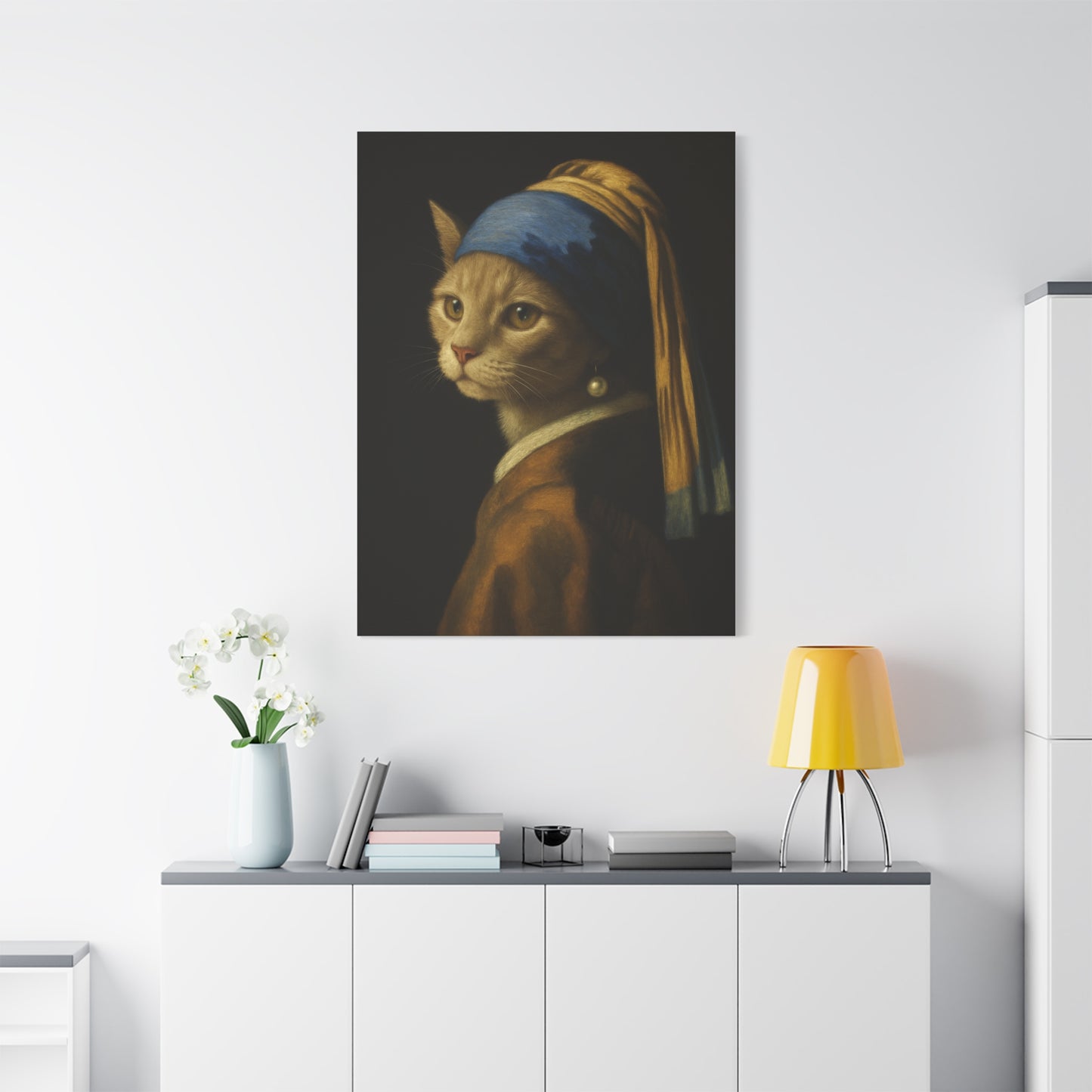 Girl with the Pearl Earring, Cat Art, Wall Decor, Fine Art, Home Decor, Animal Lover Gift