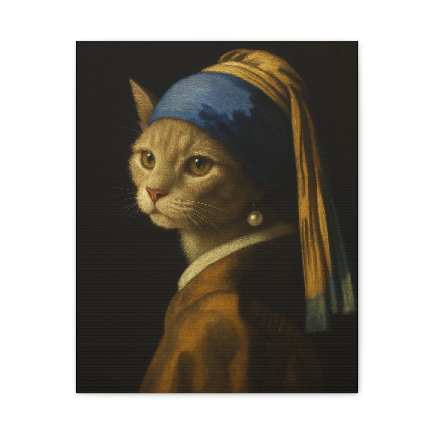 Girl with the Pearl Earring, Cat Art, Wall Decor, Fine Art, Home Decor, Animal Lover Gift