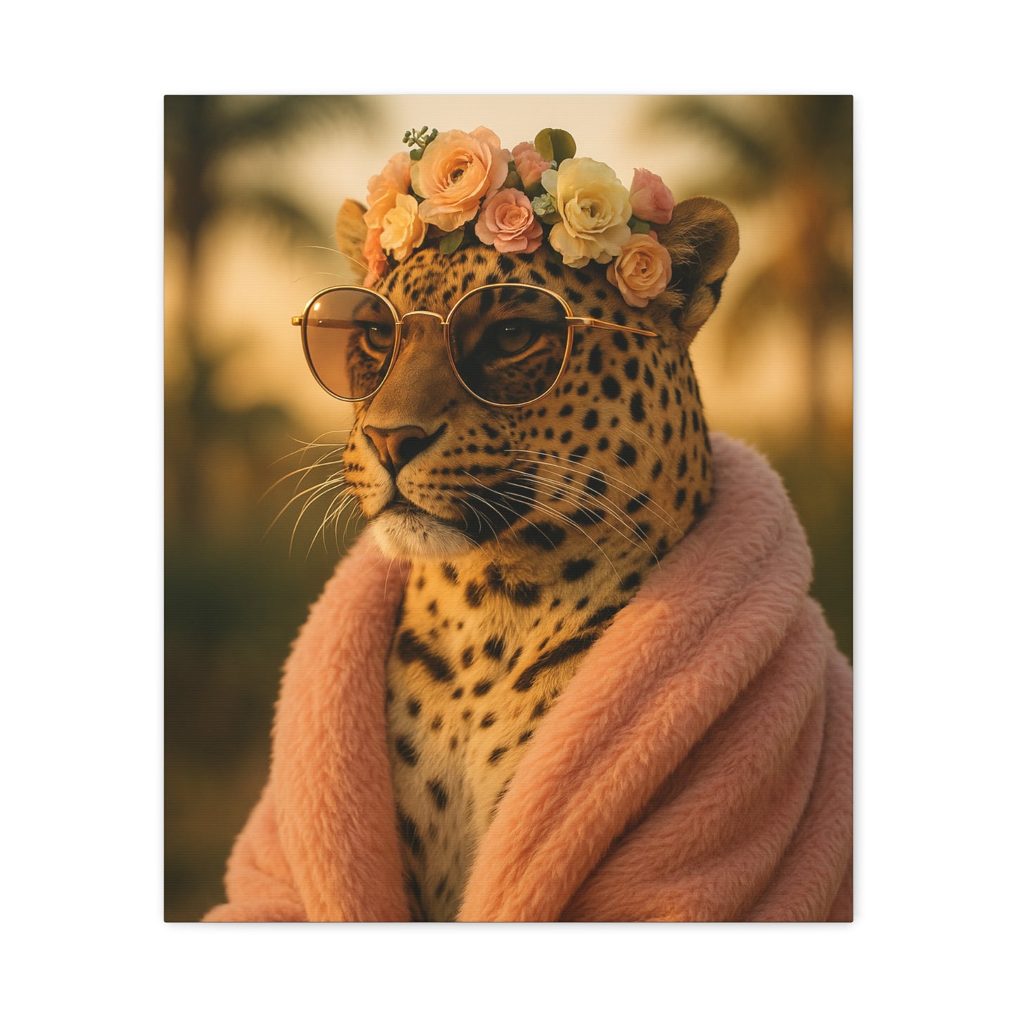 Canvas Print, Leopard Artwork, Whimsical Wall Decor, Home Decor Gift, Animal Lover Gift, Floral Leopard Painting, 1 25 inch Canvas Print