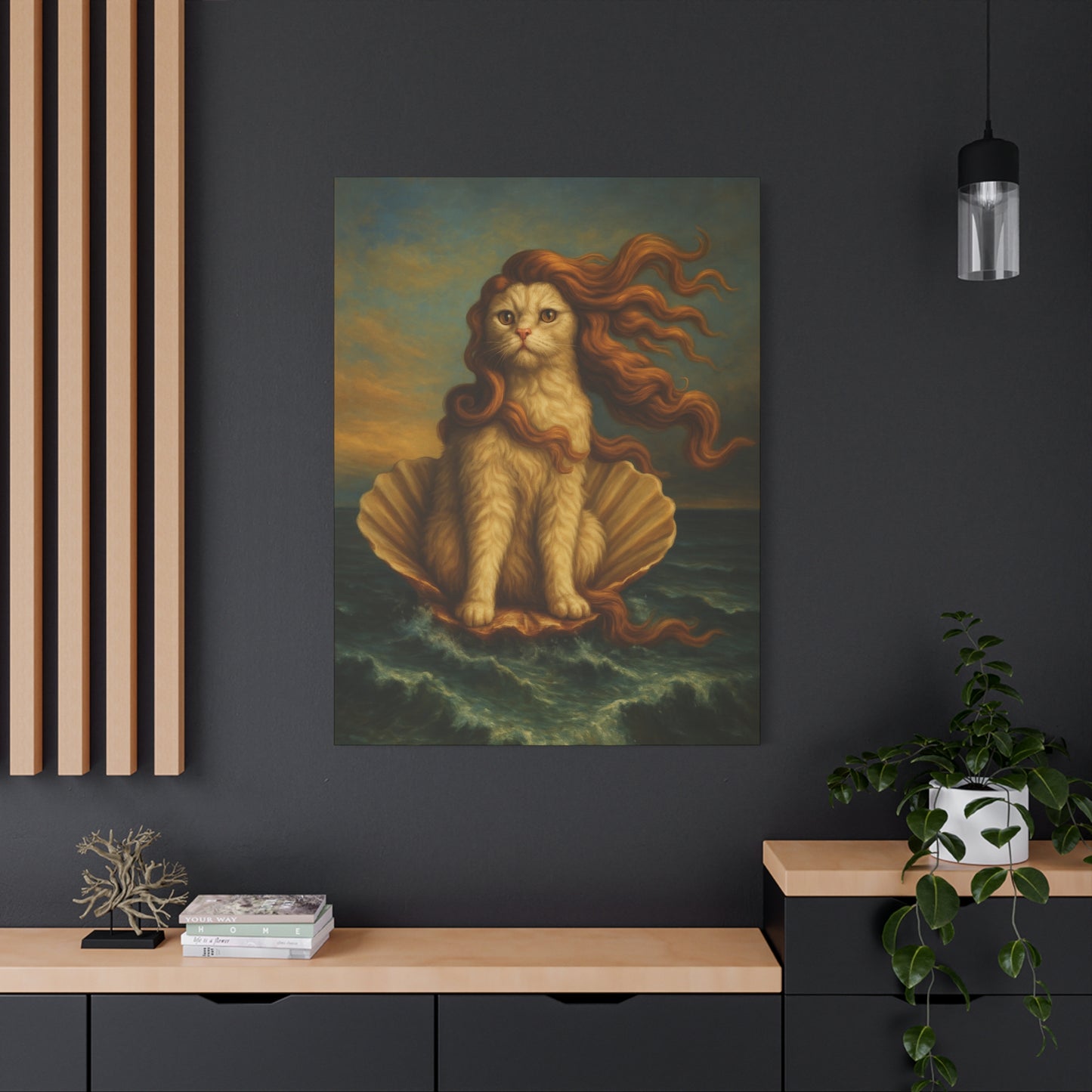 Venus Whimsical Cat Print, Feline Decor, Pet Lover Gift - Stretched Matte Canvas 1 25", Home Decor, Cat Wall Decor