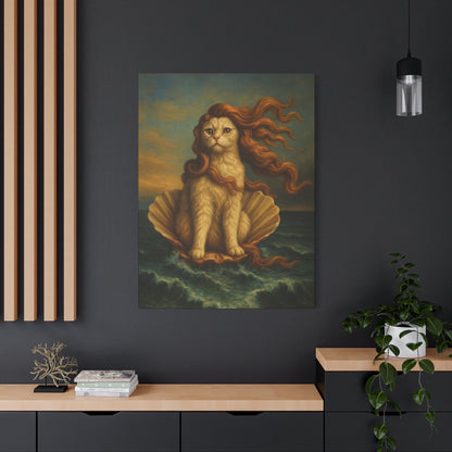 Venus Whimsical Cat Print, Feline Decor, Pet Lover Gift - Stretched Matte Canvas 1 25", Home Decor, Cat Wall Decor