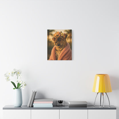 Canvas Print, Leopard Artwork, Whimsical Wall Decor, Home Decor Gift, Animal Lover Gift, Floral Leopard Painting, 1 25 inch Canvas Print