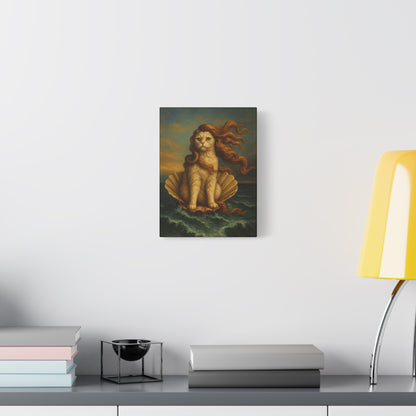 Venus Whimsical Cat Print, Feline Decor, Pet Lover Gift - Stretched Matte Canvas 1 25", Home Decor, Cat Wall Decor