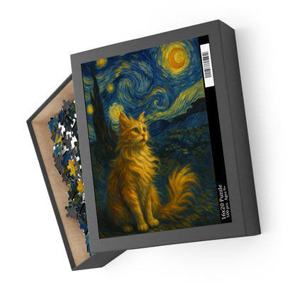 Starry Night Cat Jigsaw Puzzle — Van Gogh Style (120/252/500 Piece) - US SHIPPING