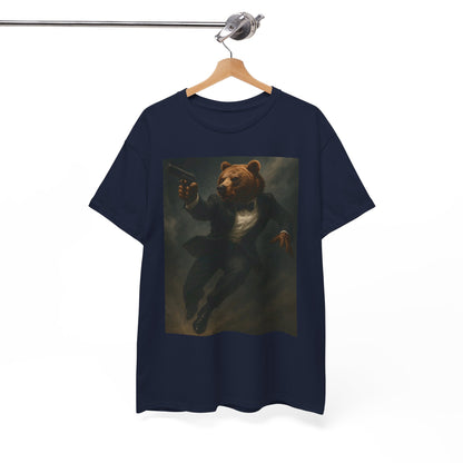 Spy Bear Graphic Tee, Unisex Heavy Cotton Shirt, Cool Casual Wear, Unique Gift for Animal Lovers, Perfect for Parties