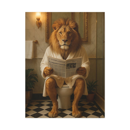 Whimsical Lion Canvas Art, Funny Home Decor, Gift for Animal Lovers, Unique Wall Art, Bathroom Wall Decor, Housewarming Gift