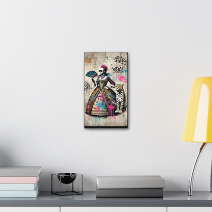 Canvas Print, Street Art Wall Decor, Graffiti Home Art, Queen with Fan, Leopard, Bohemian Decor, Urban Art Poster