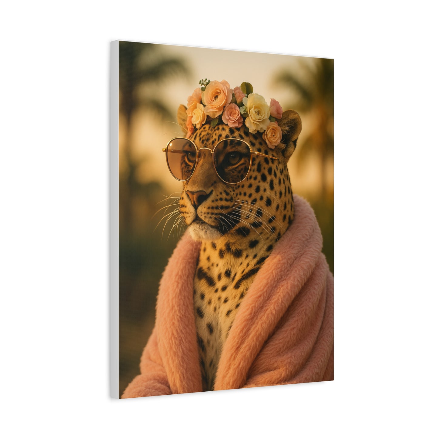Canvas Print, Leopard Artwork, Whimsical Wall Decor, Home Decor Gift, Animal Lover Gift, Floral Leopard Painting, 1 25 inch Canvas Print