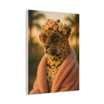 Canvas Print, Leopard Artwork, Whimsical Wall Decor, Home Decor Gift, Animal Lover Gift, Floral Leopard Painting, 1 25 inch Canvas Print