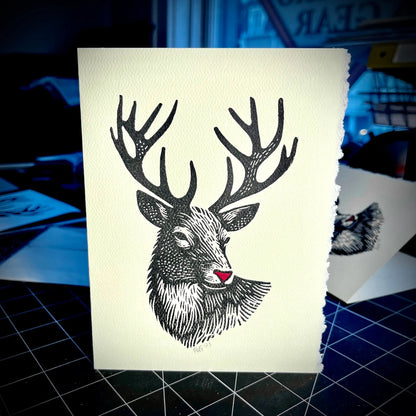 Guide My Slay Tonight Holiday Card | LINOCUT CARD