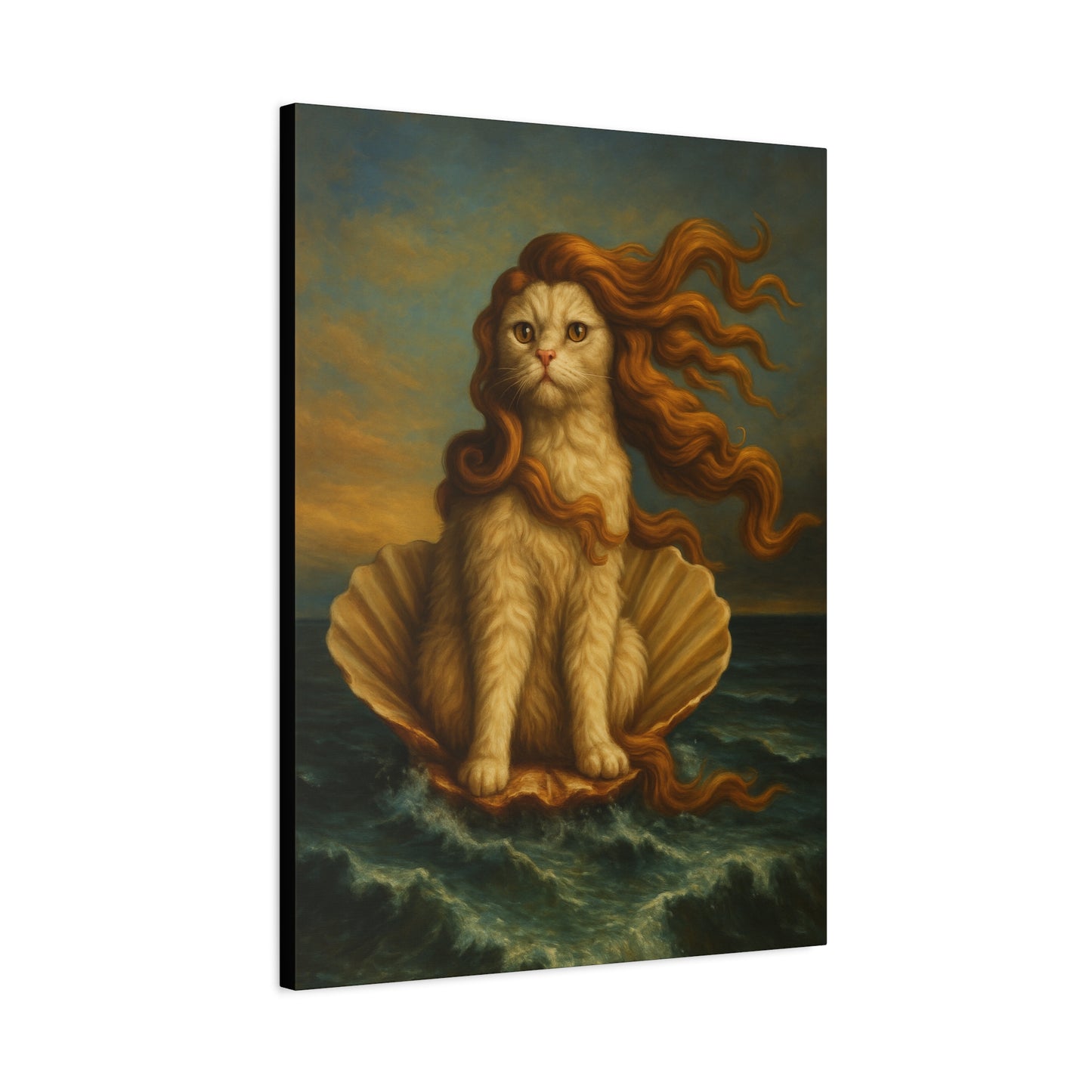 Venus Whimsical Cat Print, Feline Decor, Pet Lover Gift - Stretched Matte Canvas 1 25", Home Decor, Cat Wall Decor