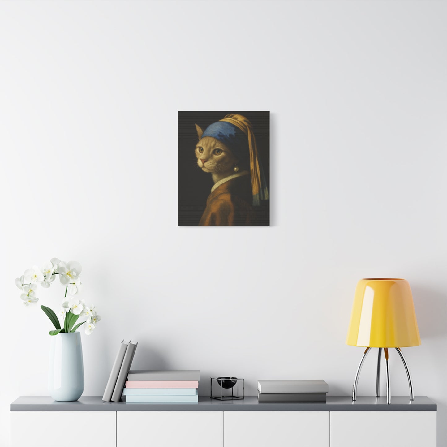 Girl with the Pearl Earring, Cat Art, Wall Decor, Fine Art, Home Decor, Animal Lover Gift