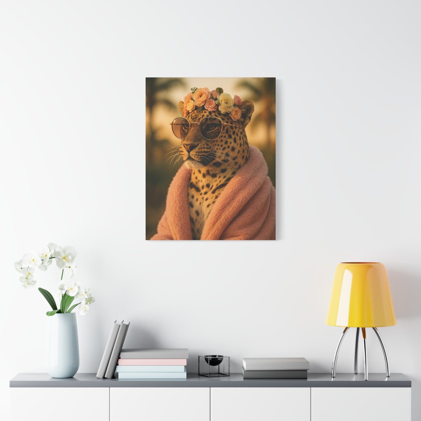 Canvas Print, Leopard Artwork, Whimsical Wall Decor, Home Decor Gift, Animal Lover Gift, Floral Leopard Painting, 1 25 inch Canvas Print
