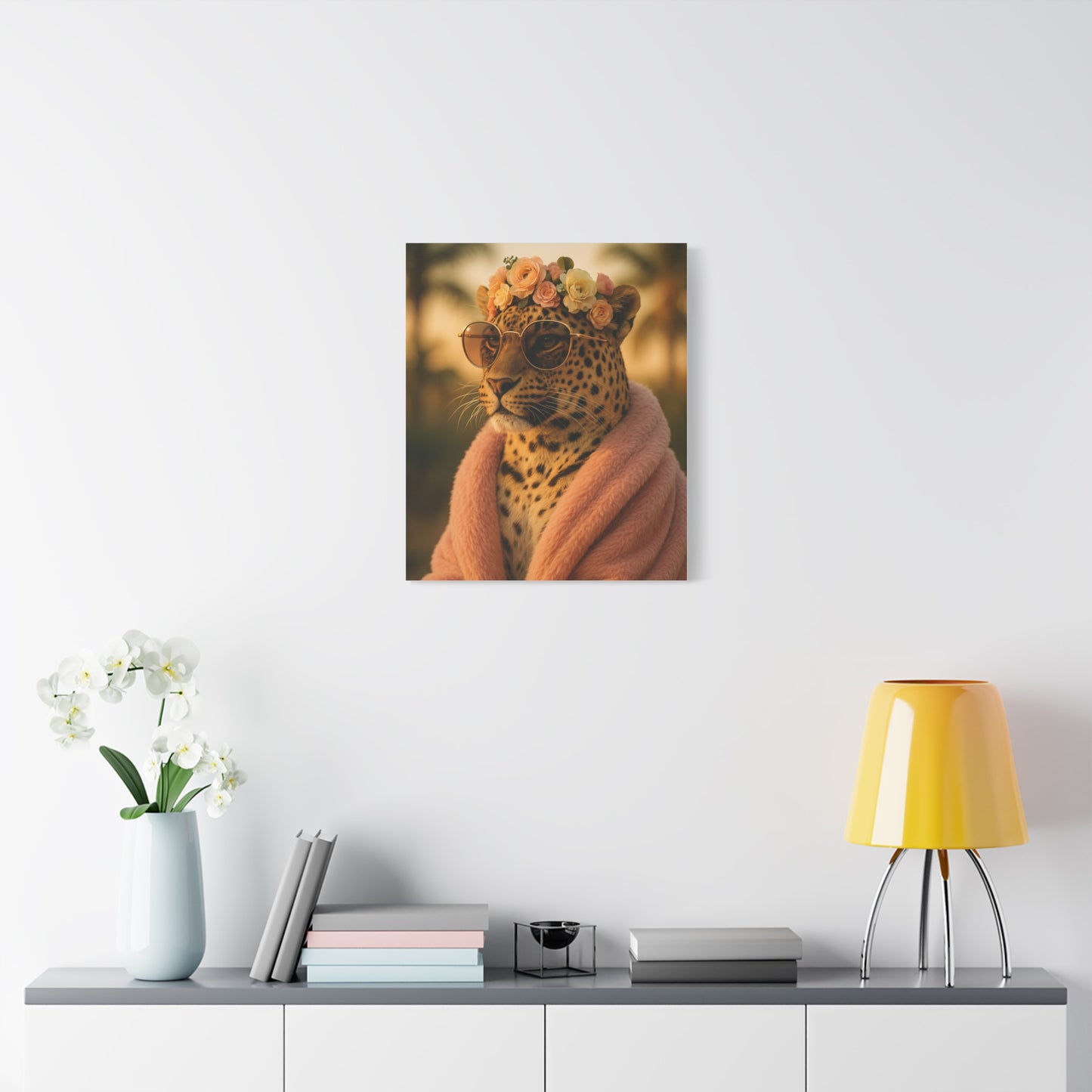 Canvas Print, Leopard Artwork, Whimsical Wall Decor, Home Decor Gift, Animal Lover Gift, Floral Leopard Painting, 1 25 inch Canvas Print