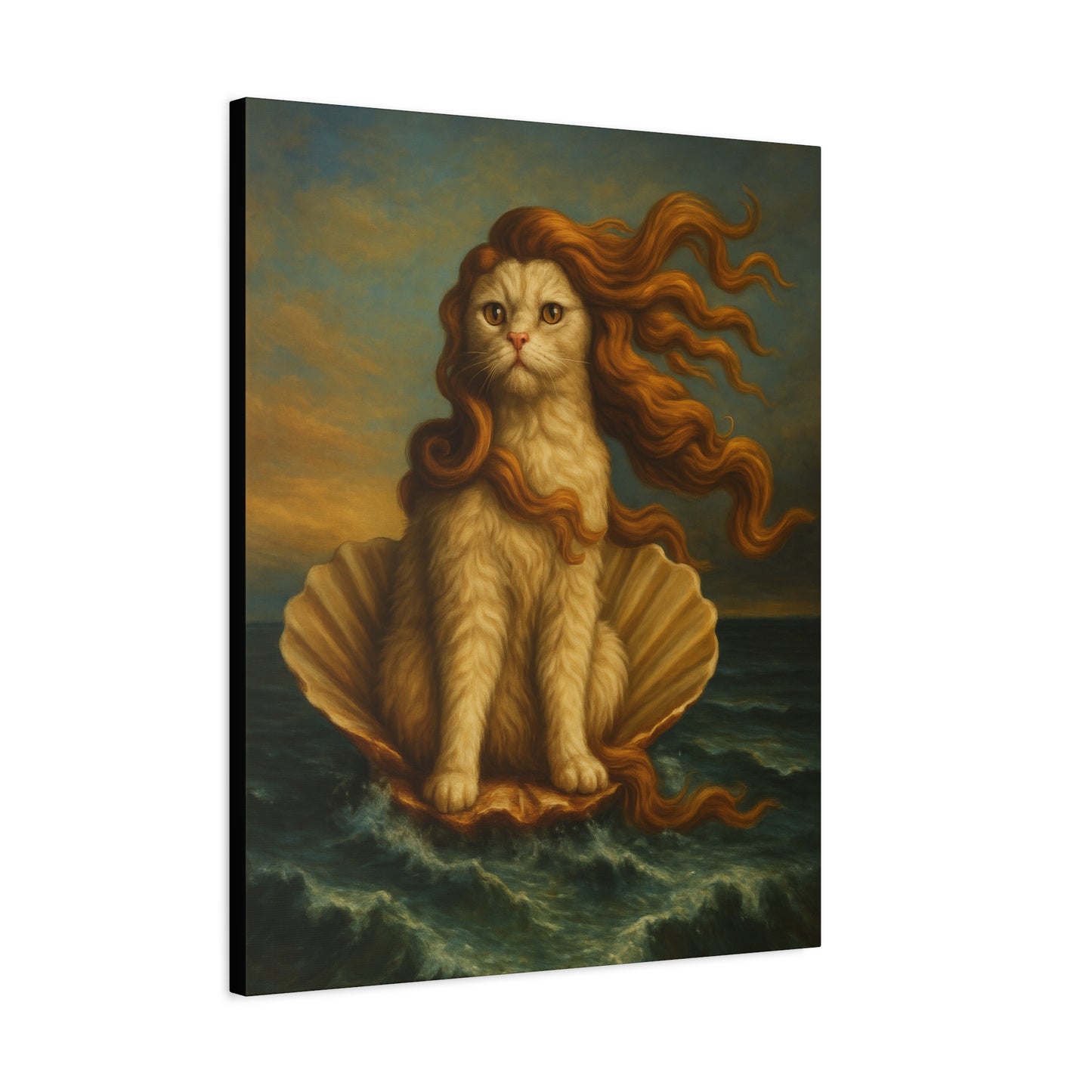 Venus Whimsical Cat Print, Feline Decor, Pet Lover Gift - Stretched Matte Canvas 1 25", Home Decor, Cat Wall Decor
