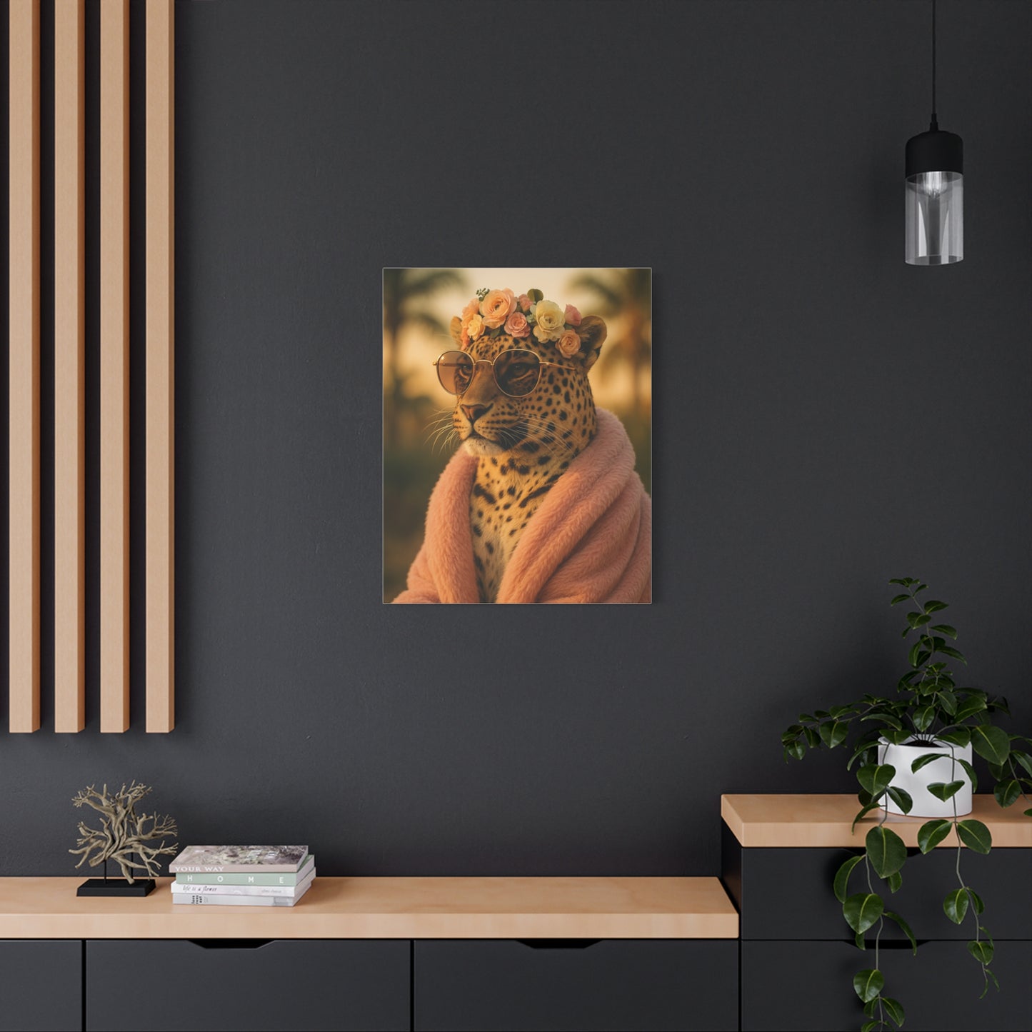 Canvas Print, Leopard Artwork, Whimsical Wall Decor, Home Decor Gift, Animal Lover Gift, Floral Leopard Painting, 1 25 inch Canvas Print