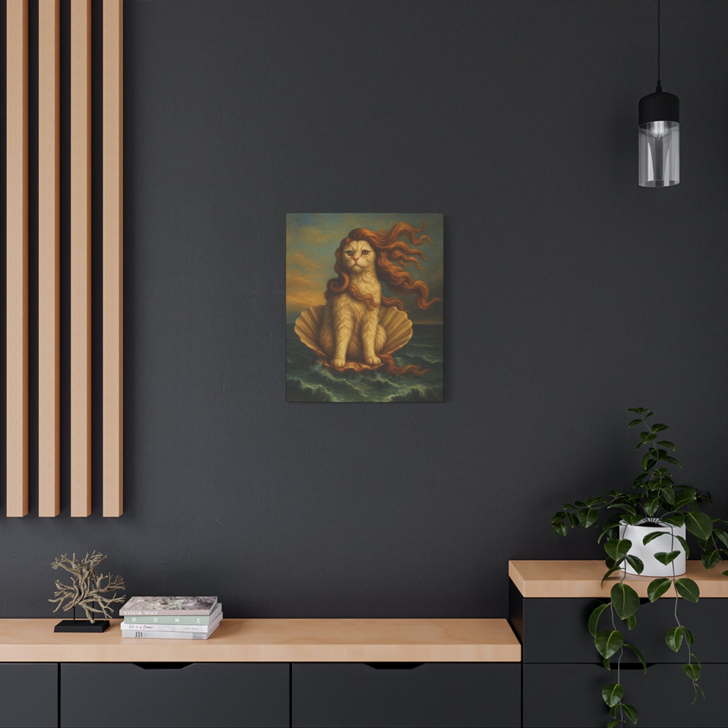Venus Whimsical Cat Print, Feline Decor, Pet Lover Gift - Stretched Matte Canvas 1 25", Home Decor, Cat Wall Decor