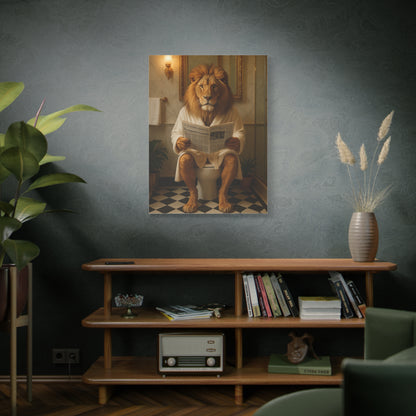 Whimsical Lion Canvas Art, Funny Home Decor, Gift for Animal Lovers, Unique Wall Art, Bathroom Wall Decor, Housewarming Gift
