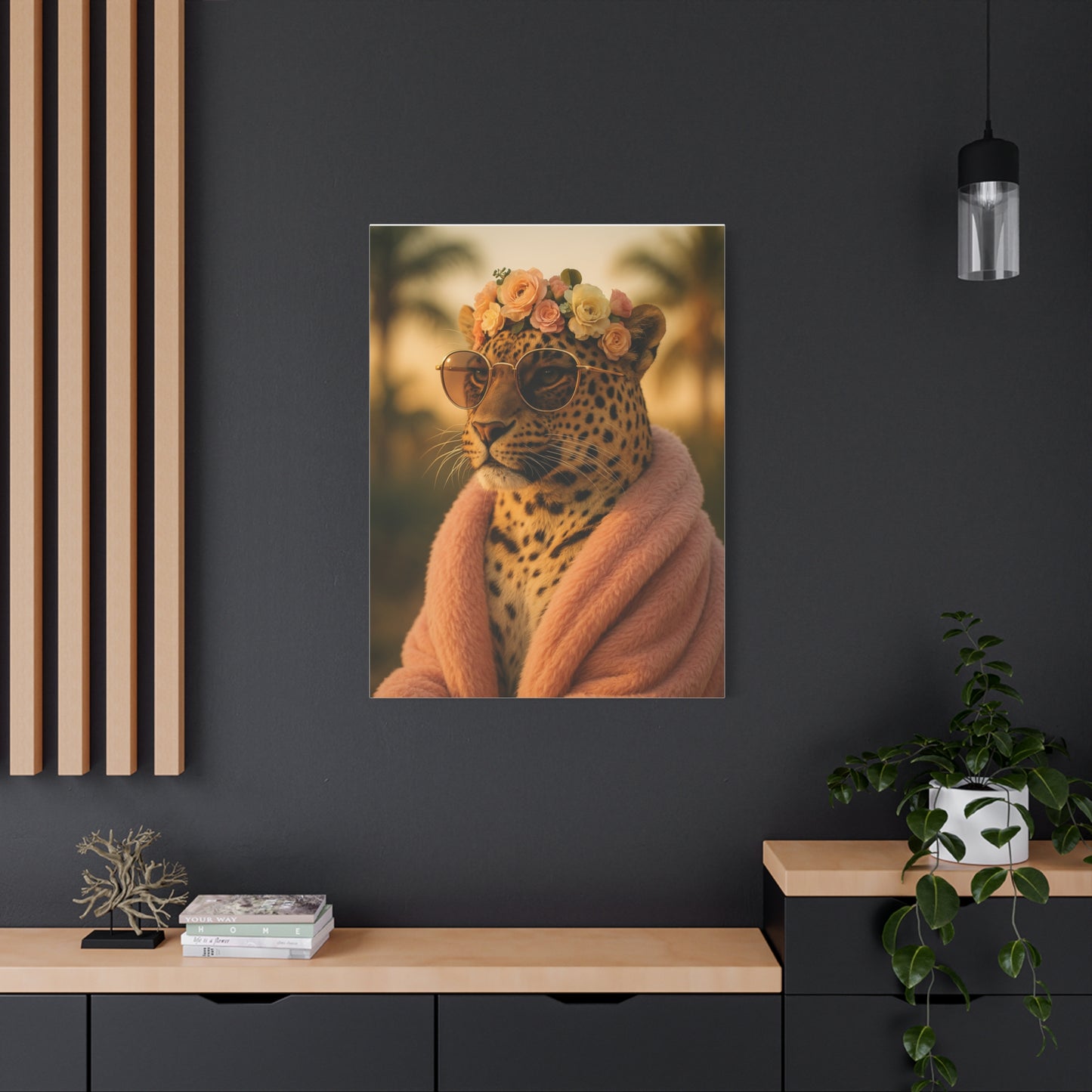 Canvas Print, Leopard Artwork, Whimsical Wall Decor, Home Decor Gift, Animal Lover Gift, Floral Leopard Painting, 1 25 inch Canvas Print