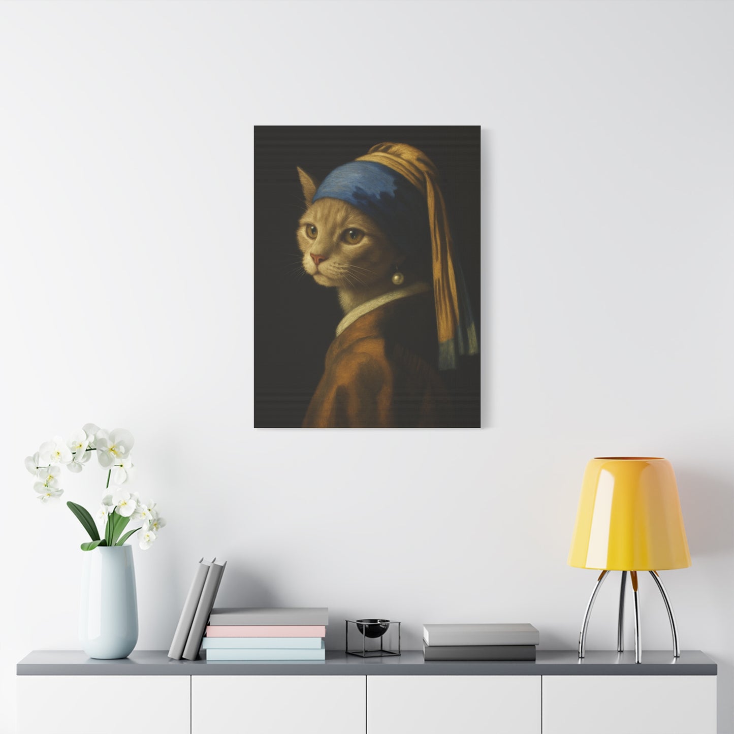 Girl with the Pearl Earring, Cat Art, Wall Decor, Fine Art, Home Decor, Animal Lover Gift
