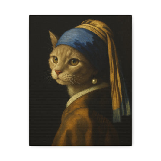 Girl with the Pearl Earring, Cat Art, Wall Decor, Fine Art, Home Decor, Animal Lover Gift
