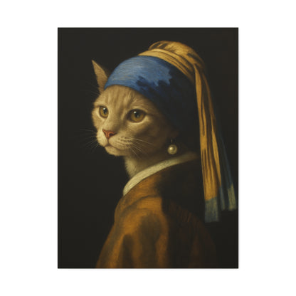 Girl with the Pearl Earring, Cat Art, Wall Decor, Fine Art, Home Decor, Animal Lover Gift