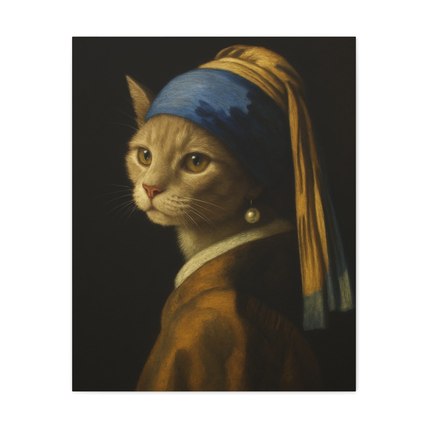 Girl with the Pearl Earring, Cat Art, Wall Decor, Fine Art, Home Decor, Animal Lover Gift