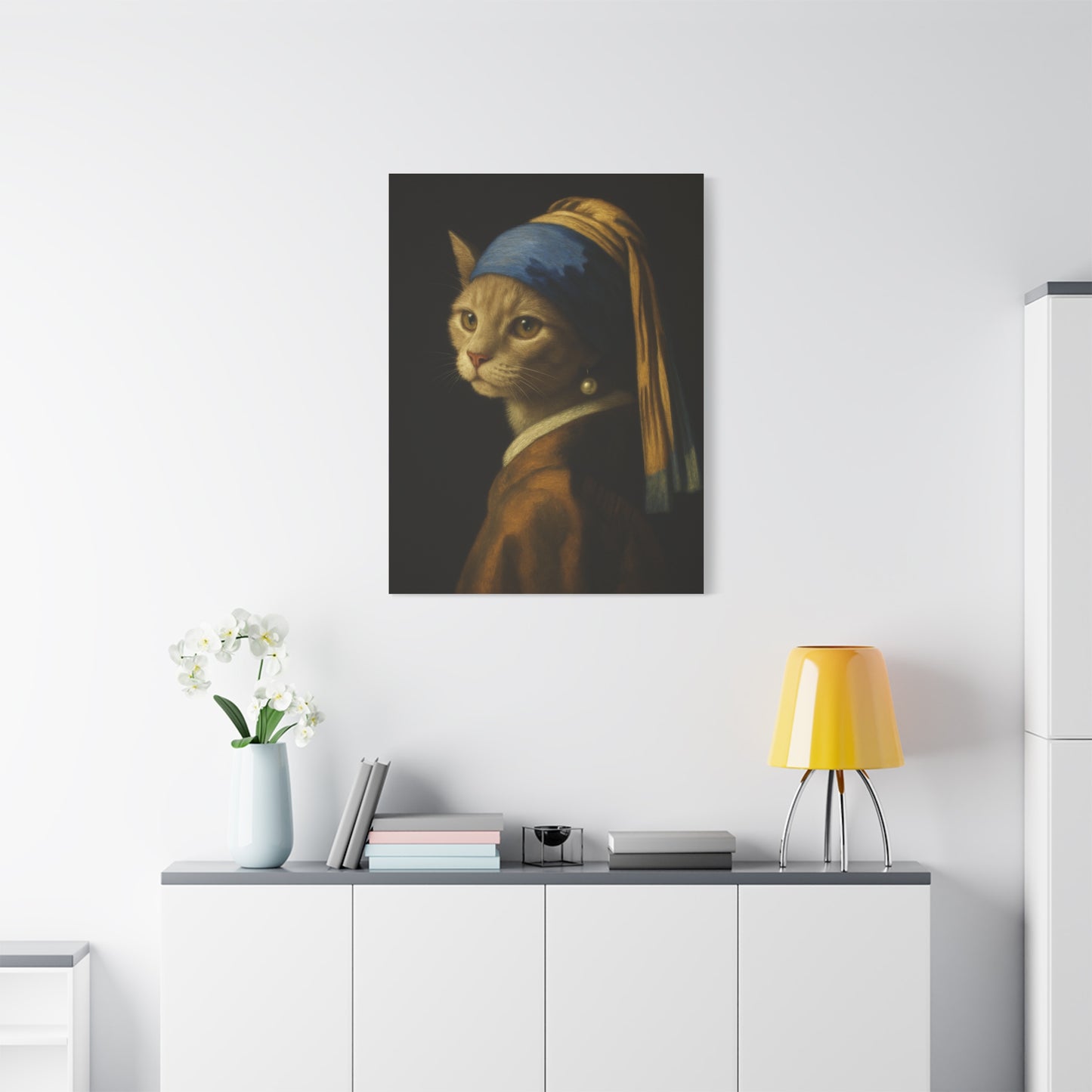 Girl with the Pearl Earring, Cat Art, Wall Decor, Fine Art, Home Decor, Animal Lover Gift