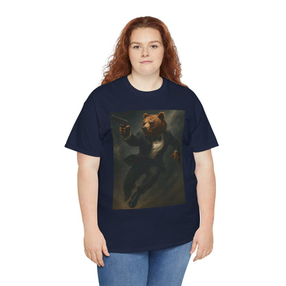 Spy Bear Graphic Tee, Unisex Heavy Cotton Shirt, Cool Casual Wear, Unique Gift for Animal Lovers, Perfect for Parties