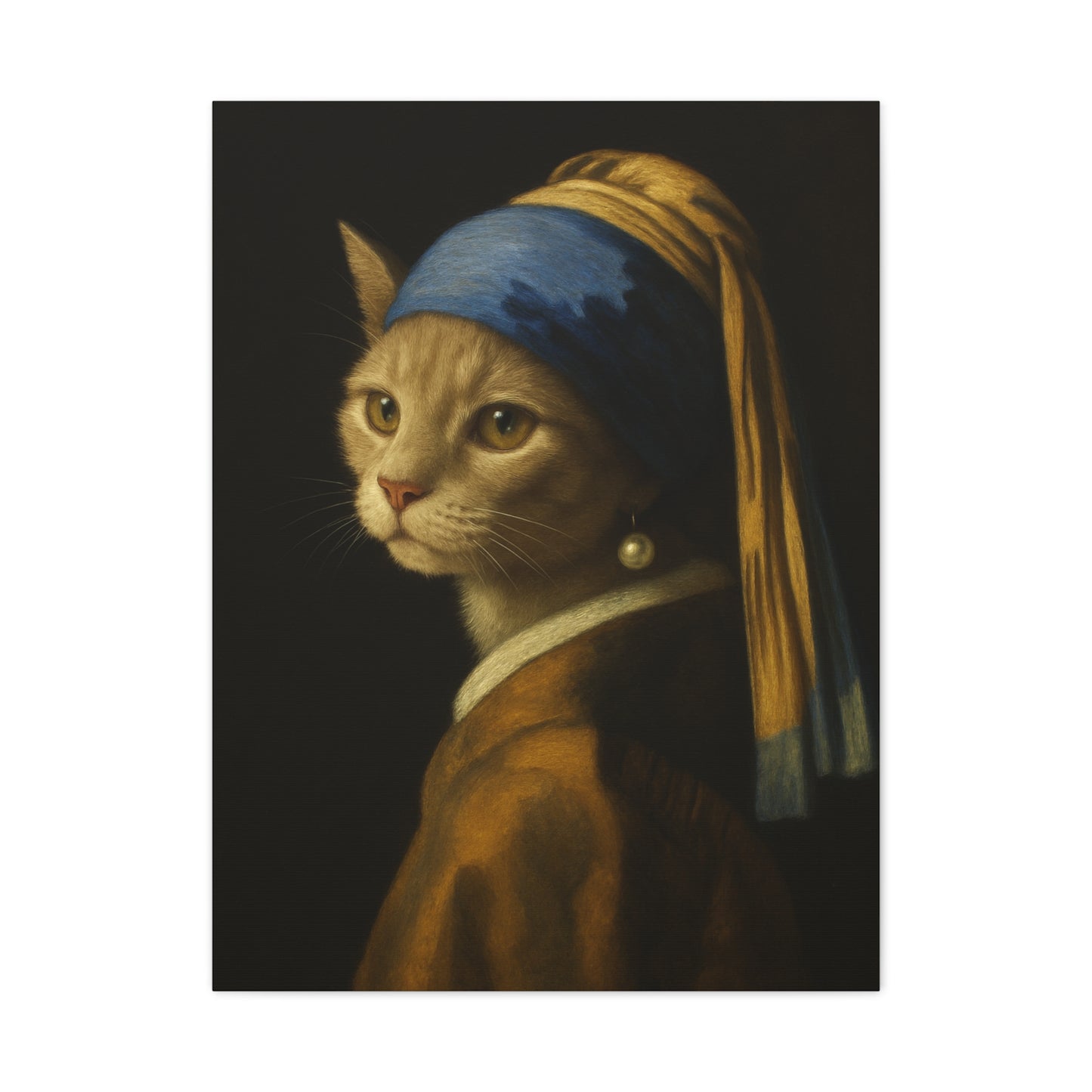 Girl with the Pearl Earring, Cat Art, Wall Decor, Fine Art, Home Decor, Animal Lover Gift