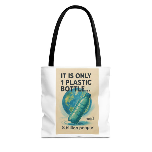 Eco-Friendly Tote Bag, Recycling Message, Save Earth, Plastic Bottle, Reusable Bag, Environmental Awareness, Sustainable Shopping