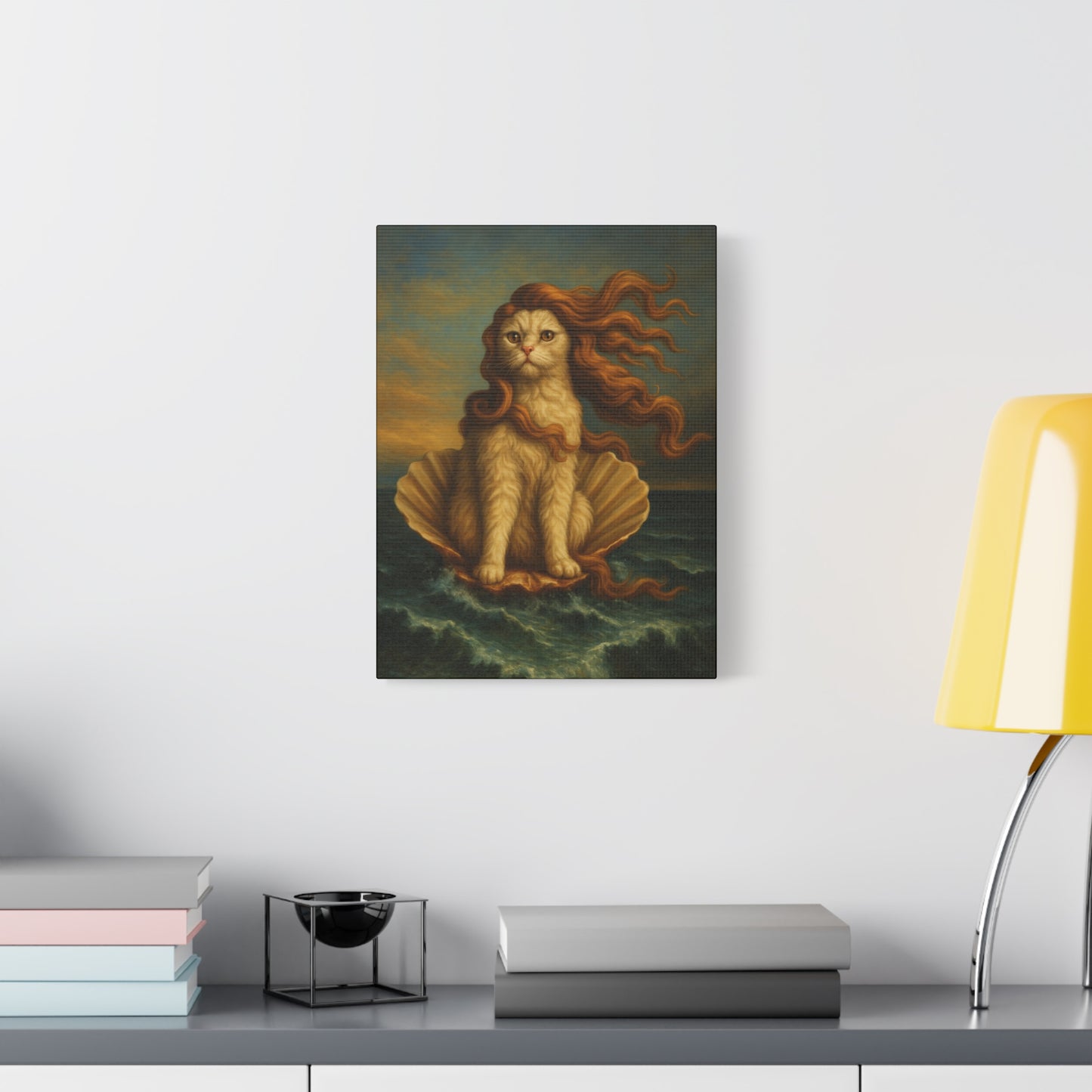 Venus Whimsical Cat Print, Feline Decor, Pet Lover Gift - Stretched Matte Canvas 1 25", Home Decor, Cat Wall Decor