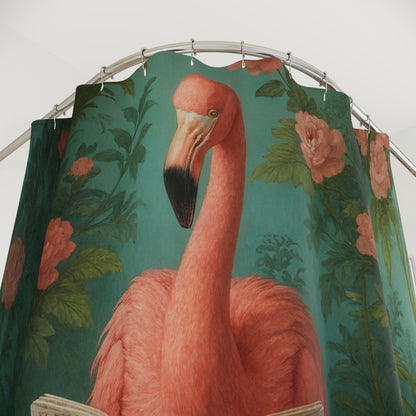 Whimsical Flamingo Shower Curtains with Vibrant Floral Design for Bathroom Decor, Fun Gift for Bird Lovers, Unique Home Accessory