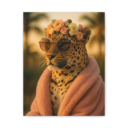 Canvas Print, Leopard Artwork, Whimsical Wall Decor, Home Decor Gift, Animal Lover Gift, Floral Leopard Painting, 1 25 inch Canvas Print