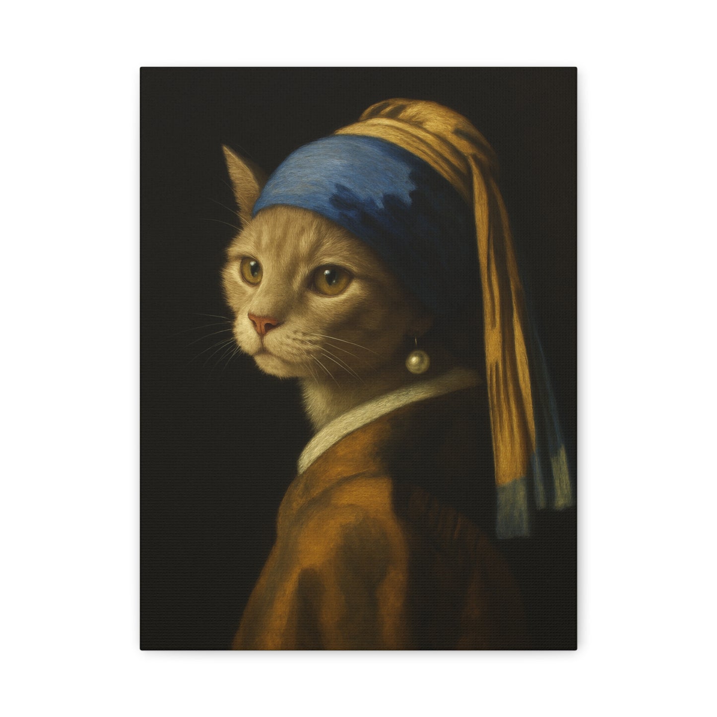 Girl with the Pearl Earring, Cat Art, Wall Decor, Fine Art, Home Decor, Animal Lover Gift