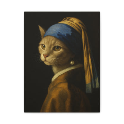 Girl with the Pearl Earring, Cat Art, Wall Decor, Fine Art, Home Decor, Animal Lover Gift