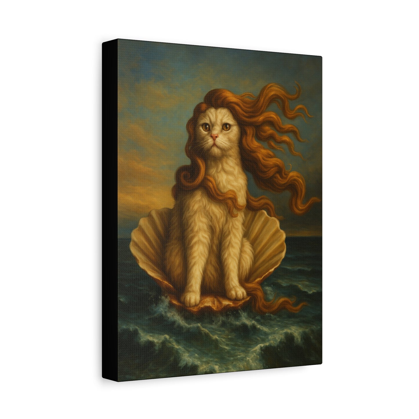 Venus Whimsical Cat Print, Feline Decor, Pet Lover Gift - Stretched Matte Canvas 1 25", Home Decor, Cat Wall Decor