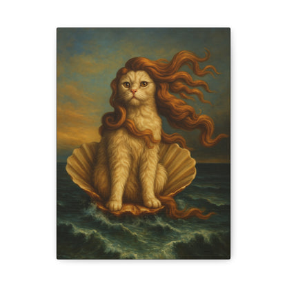 Venus Whimsical Cat Print, Feline Decor, Pet Lover Gift - Stretched Matte Canvas 1 25", Home Decor, Cat Wall Decor