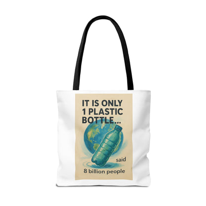 Eco-Friendly Tote Bag, Recycling Message, Save Earth, Plastic Bottle, Reusable Bag, Environmental Awareness, Sustainable Shopping
