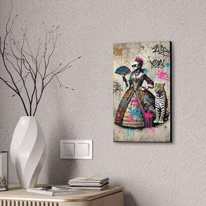Canvas Print, Street Art Wall Decor, Graffiti Home Art, Queen with Fan, Leopard, Bohemian Decor, Urban Art Poster
