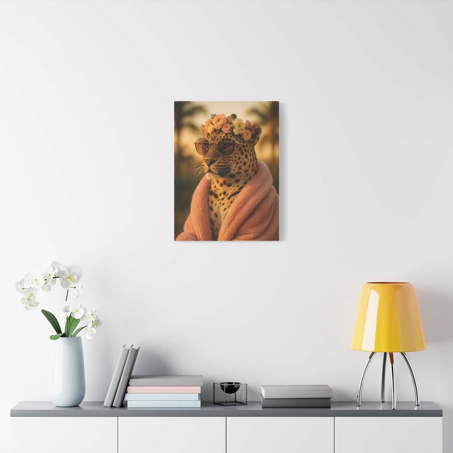Canvas Print, Leopard Artwork, Whimsical Wall Decor, Home Decor Gift, Animal Lover Gift, Floral Leopard Painting, 1 25 inch Canvas Print