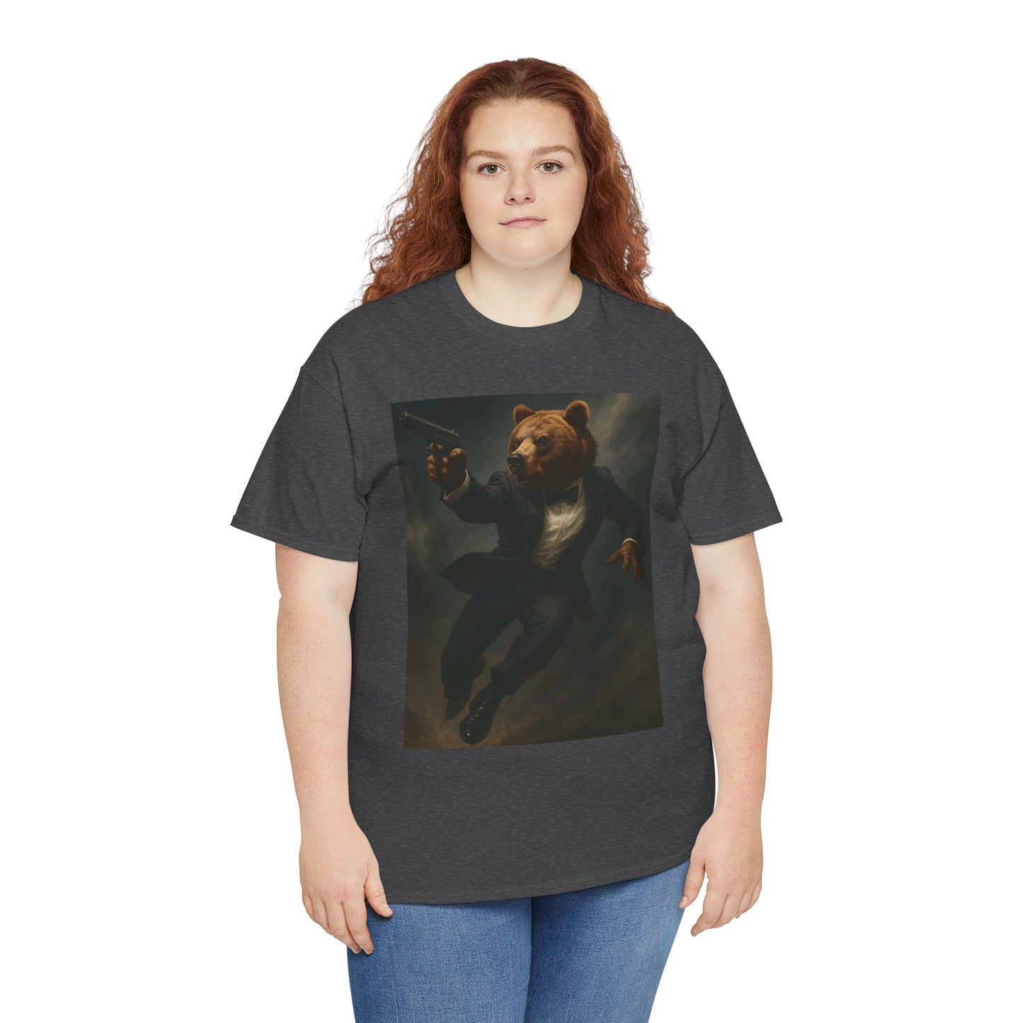 Spy Bear Graphic Tee, Unisex Heavy Cotton Shirt, Cool Casual Wear, Unique Gift for Animal Lovers, Perfect for Parties