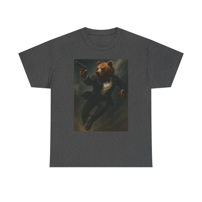 Spy Bear Graphic Tee, Unisex Heavy Cotton Shirt, Cool Casual Wear, Unique Gift for Animal Lovers, Perfect for Parties