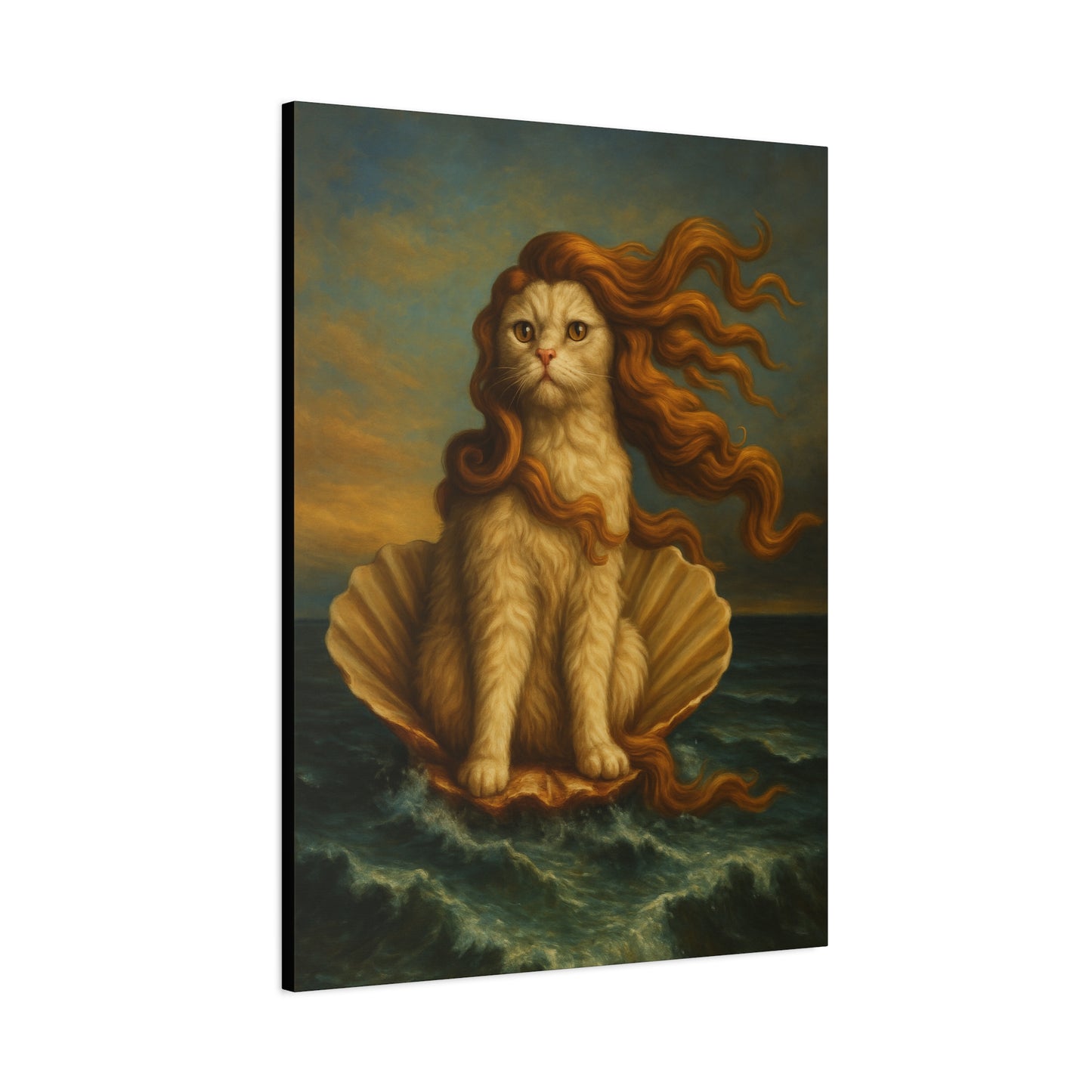 Venus Whimsical Cat Print, Feline Decor, Pet Lover Gift - Stretched Matte Canvas 1 25", Home Decor, Cat Wall Decor