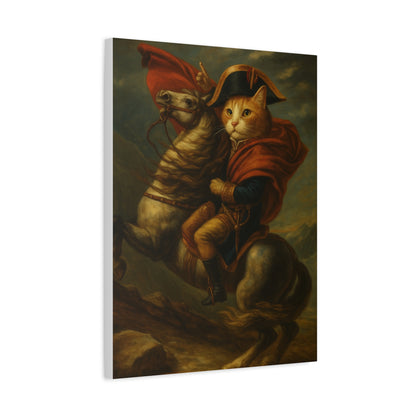 Cat Napoleon Crossing the Alps Decor, Whimsical Home Wall Art, Stretched Matte Canvas, 1 25 Inch, Cat Lover Gift, Funny Animal