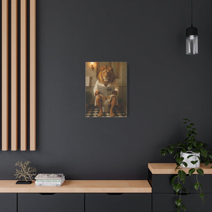 Whimsical Lion Canvas Art, Funny Home Decor, Gift for Animal Lovers, Unique Wall Art, Bathroom Wall Decor, Housewarming Gift