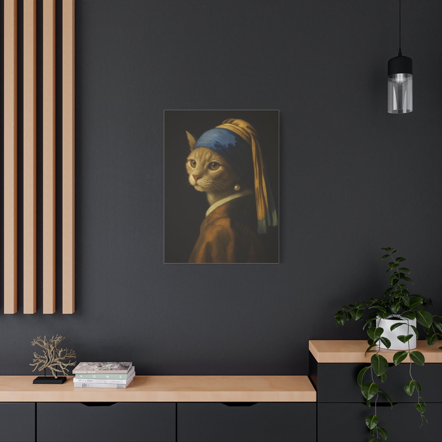 Girl with the Pearl Earring, Cat Art, Wall Decor, Fine Art, Home Decor, Animal Lover Gift